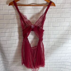 Victoria's Secret Magenta Mesh/Lace Chemise Sz L